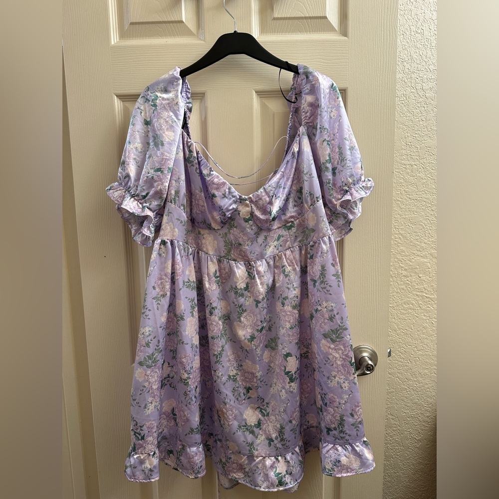 Divided Lavender Floral Ruffle Dress